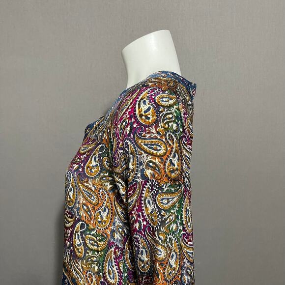 🌟Tolani 100% Silk Multicolored Ginger Paisley Tunic Mini Dress Sz-XS - Picture 5 of 10
